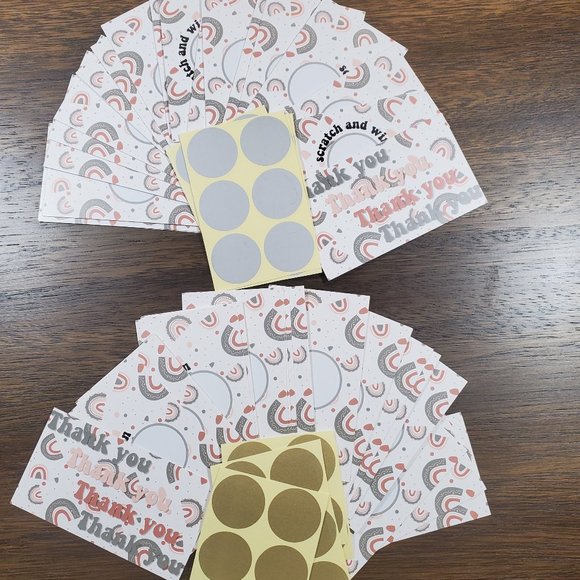 Scratch & Win-Thank You Cards- Party-Shower-Happy Rainbow - 40 Cards - Picture 1 of 1